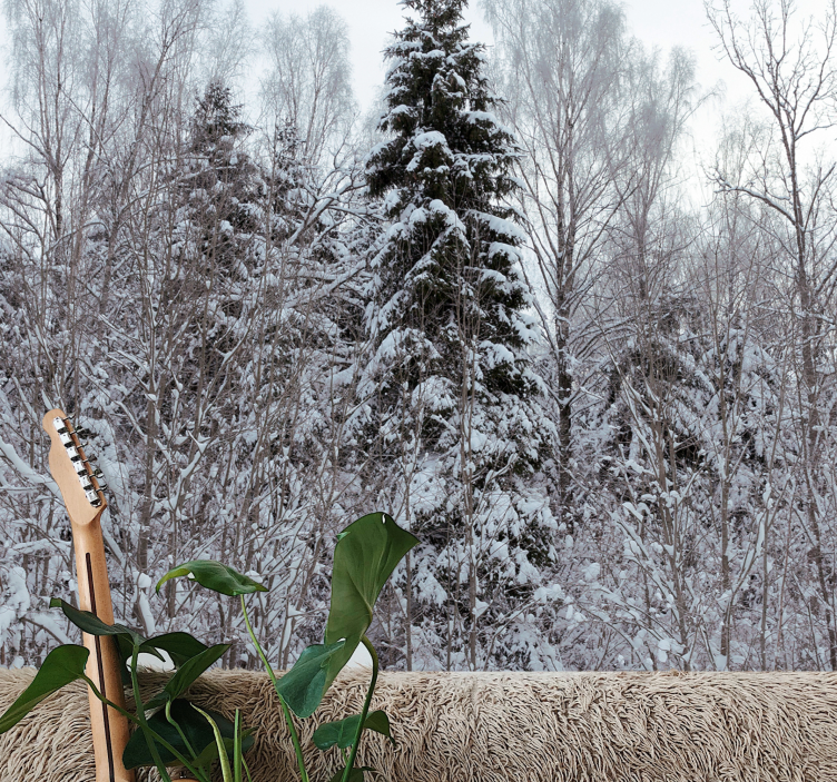 Tapisserie forêt scène bois d'hiver - TenStickers