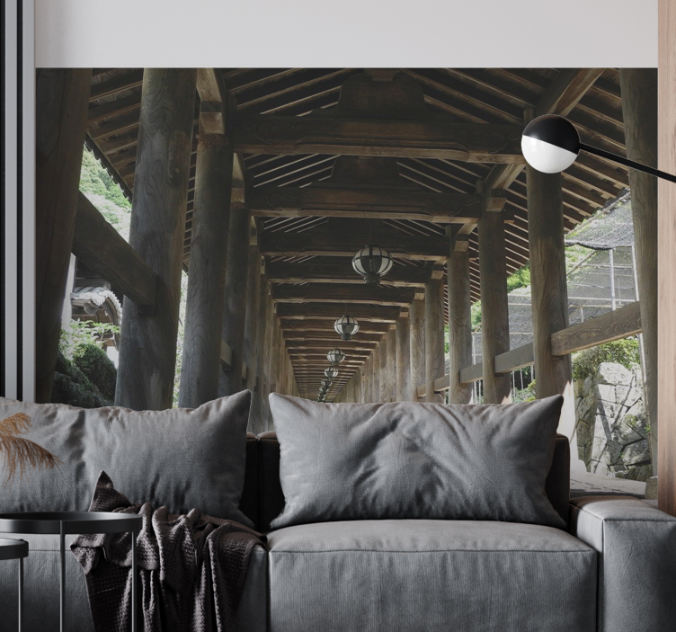 Tapisserie forêt vue sur chemin en bois - TenStickers