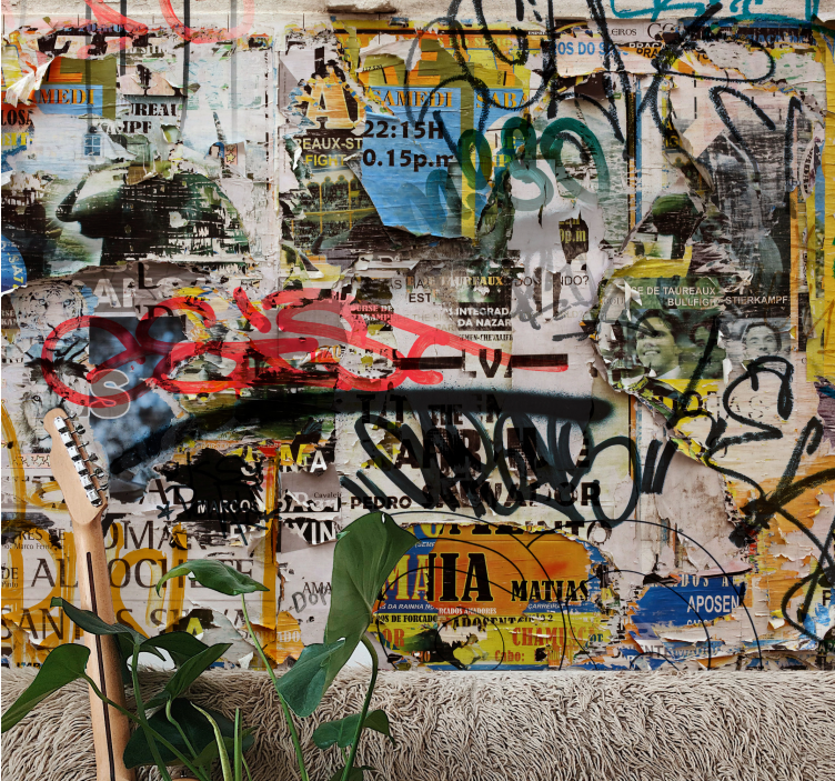 Tapisserie graffiti collage d'art urbain - TenStickers