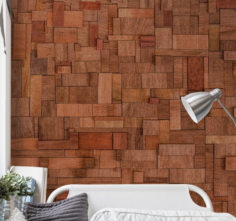 Tapisserie imitation pierre et lames de bois texturées - TenStickers