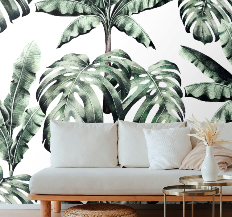 Tapisserie jungle feuilles tropicales luxuriantes - TenStickers