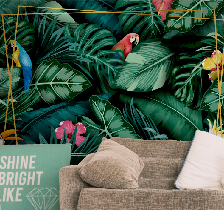 Tapisserie jungle habitat des perroquets tropicaux - TenStickers