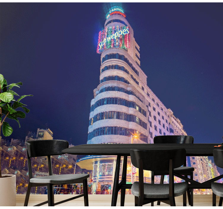 Tapisserie madrid paysage nocturne - TenStickers