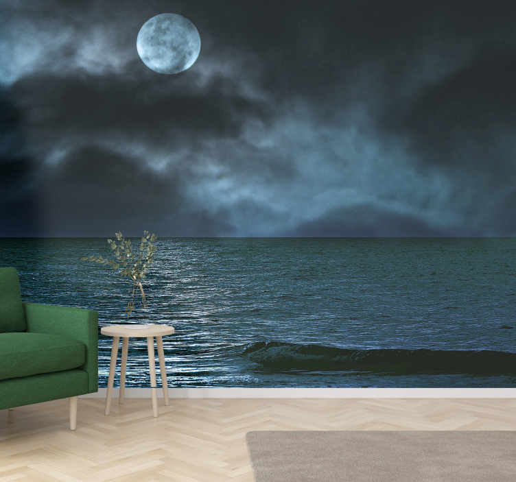 Tapisserie mer paysage marin au clair de lune - TenStickers
