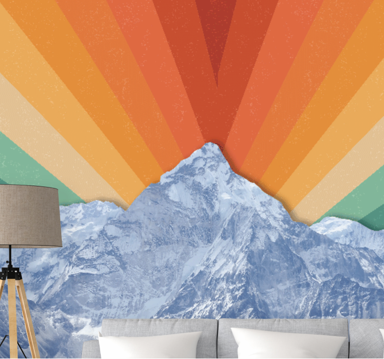 Tapisserie montagne cimes au lever du soleil - TenStickers