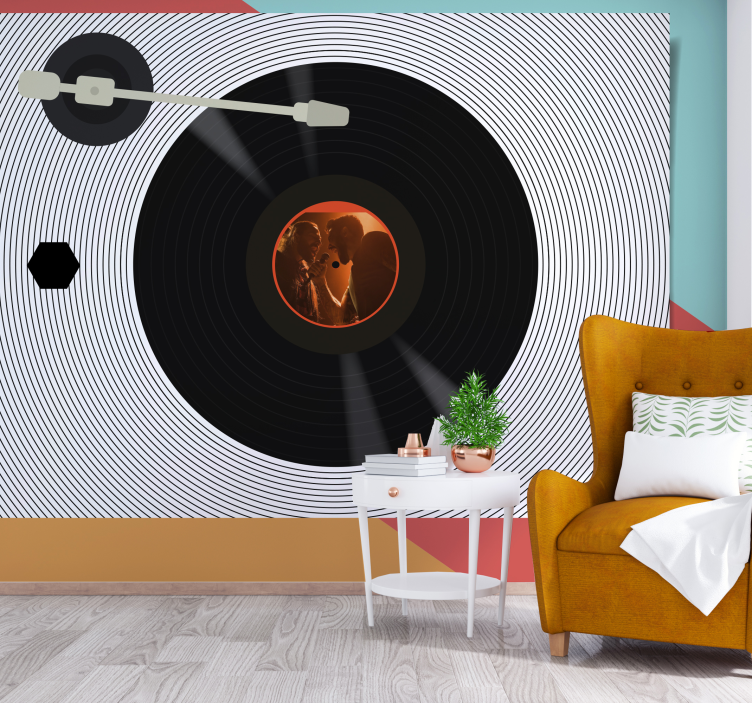 Tapisserie musique amour du disque vinyle - TenStickers