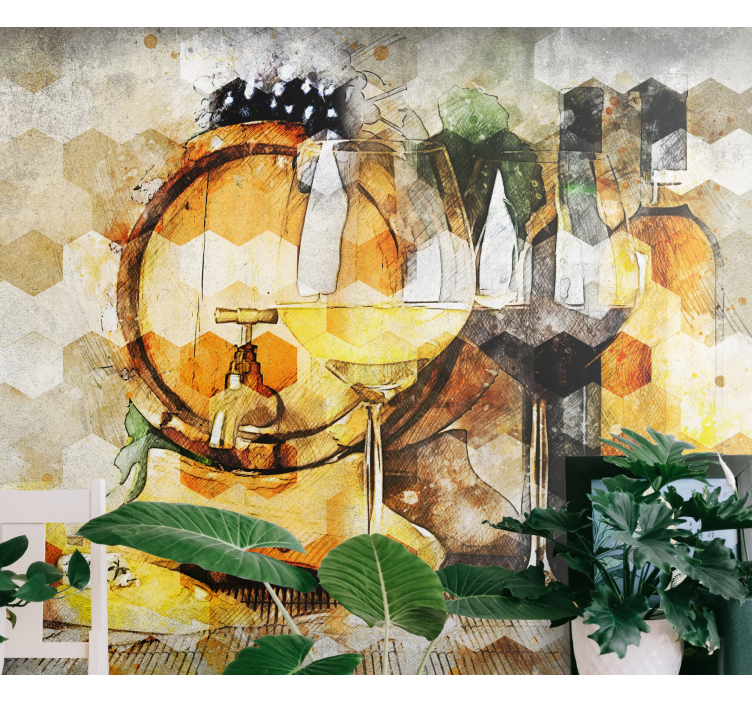 Tapisserie musique art de fût de vin - TenStickers