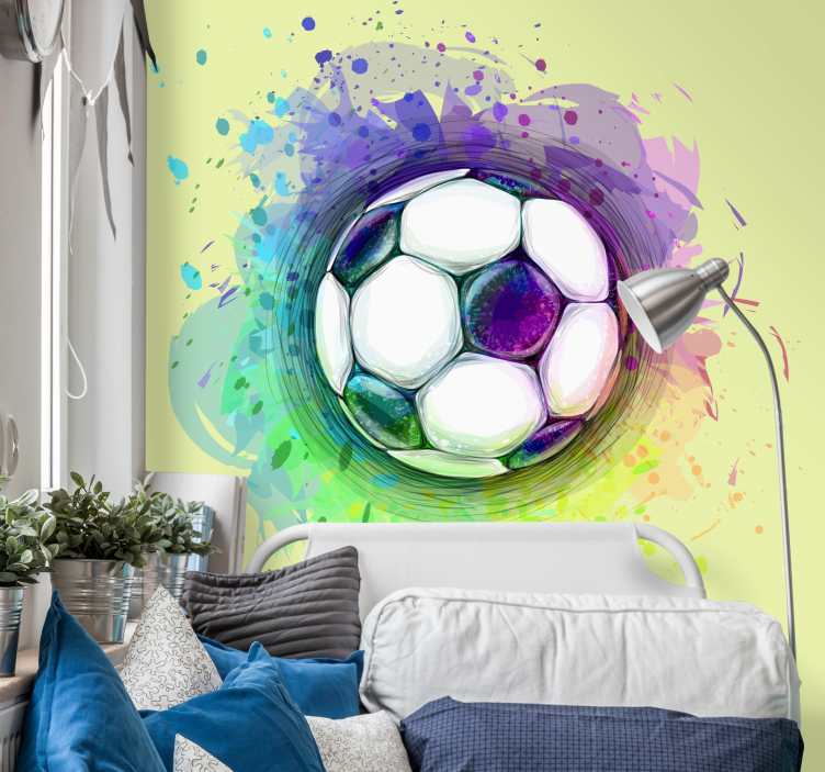 Tapisserie musique ballon de football coloré - TenStickers