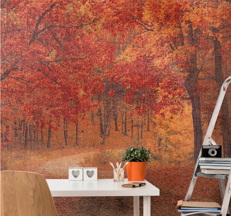 Tapisserie nature chemin d'automne rustique - TenStickers