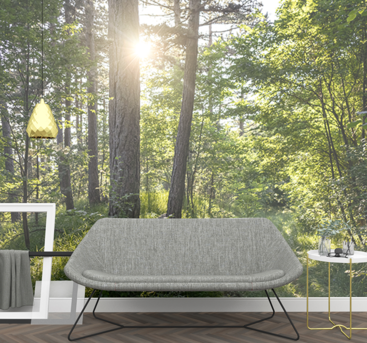 Tapisserie nature chemin lumineux en forêt - TenStickers