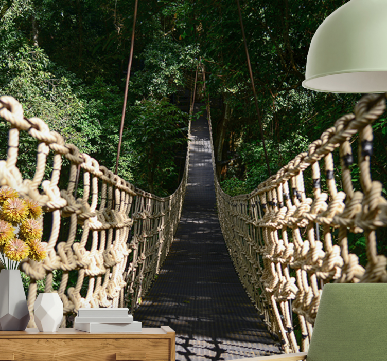 Tapisserie nature chemin suspendu en forêt - TenStickers