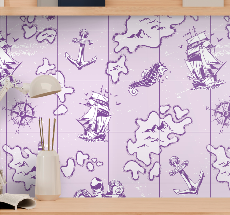 Tapisserie autres conception nautique violette - TenStickers