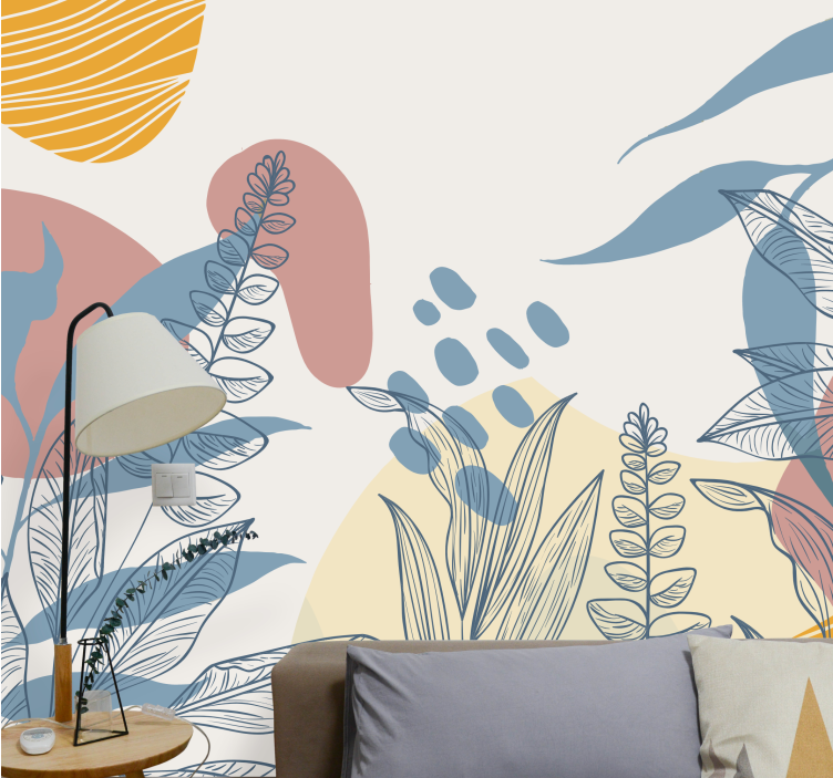 Tapisserie nature éléments de plantes stylisés - TenStickers
