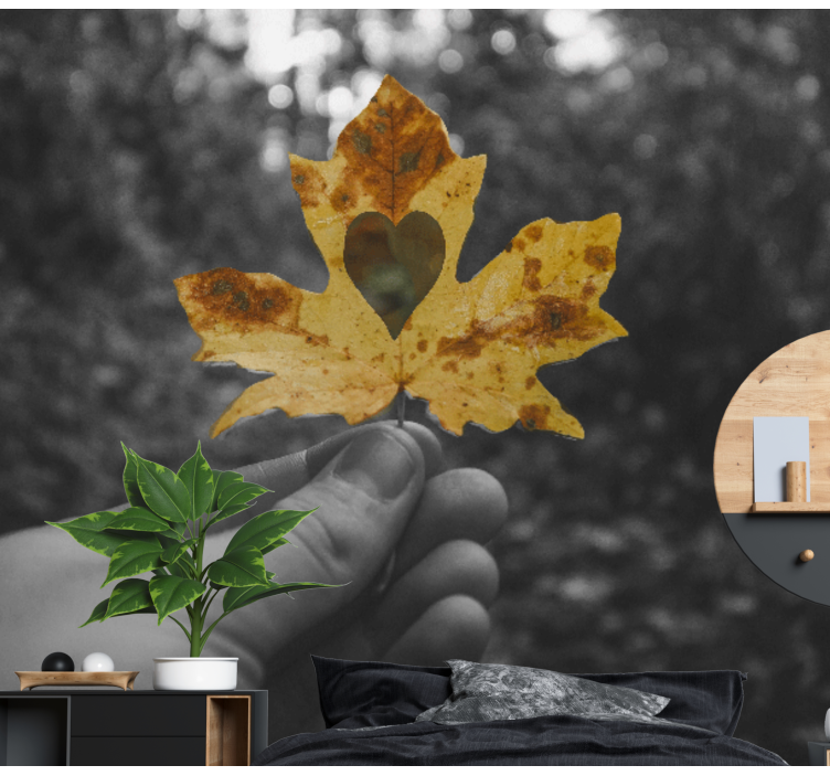 Tapisserie nature feuille en forme de cœur - TenStickers