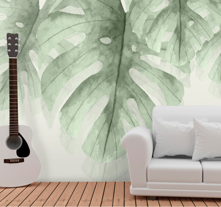 Tapisserie nature grande feuille tropicale - TenStickers
