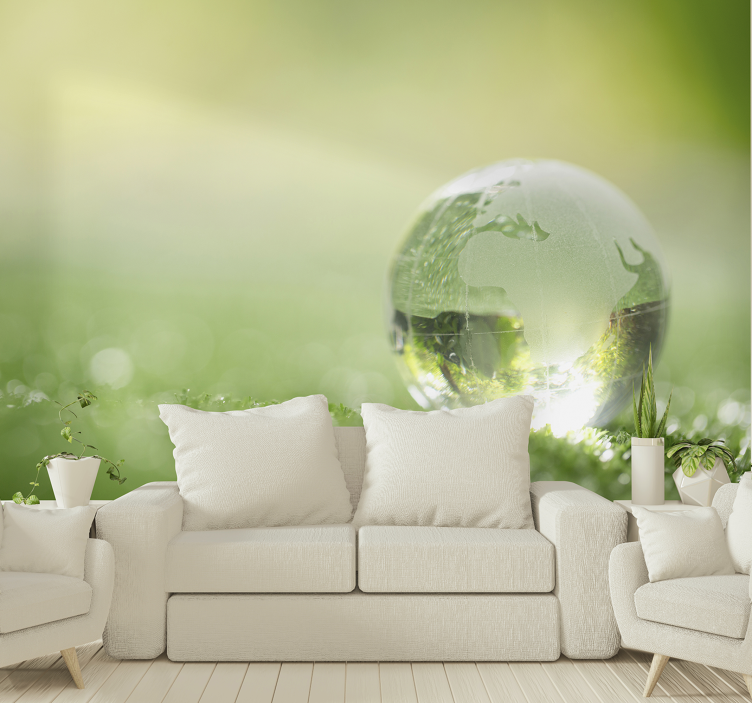 Tapisserie nature globe sur herbe - TenStickers