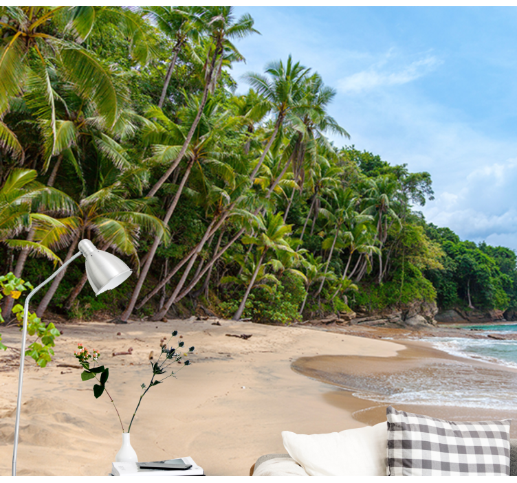 Tapisserie nature oasis de rivage tropical - TenStickers