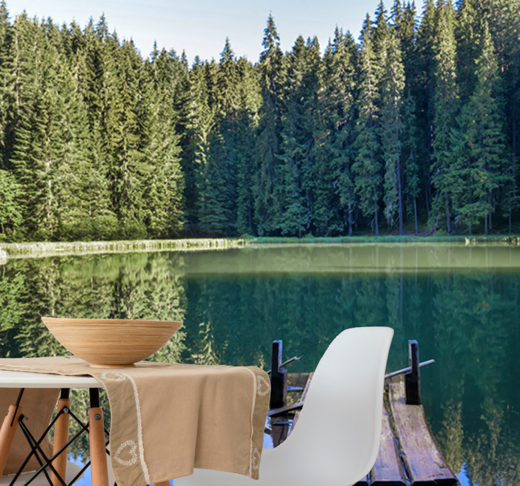 Tapisserie nature reflet serein en forêt - TenStickers