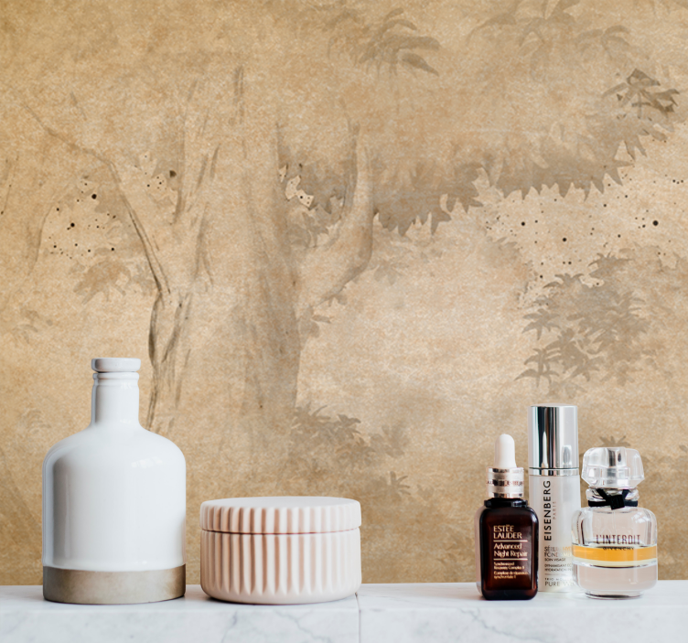 Tapisserie nature silhouette d'arbre en fond - TenStickers