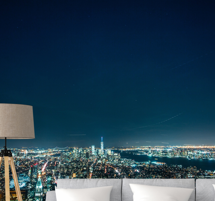 Tapisserie new york vue nocturne skyline - TenStickers