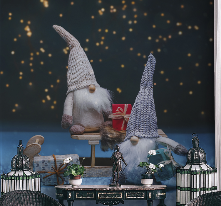 Tapisserie noel célébration de gnomes festifs - TenStickers