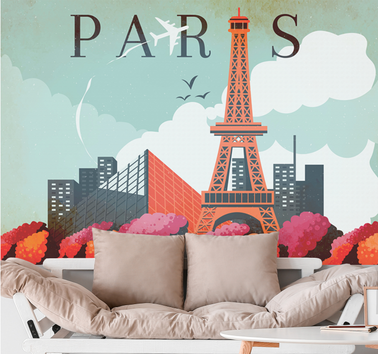 Tapisserie paris paysage de la tour eiffel - TenStickers