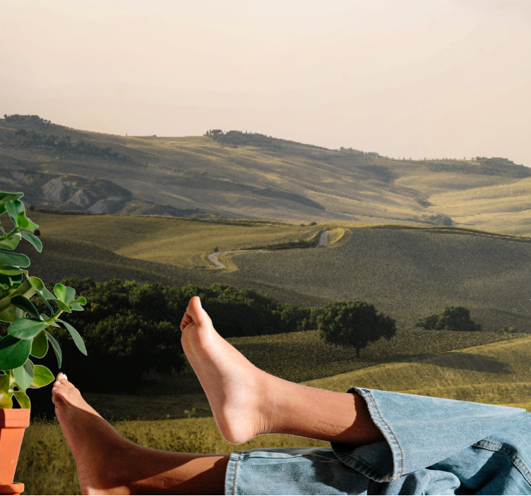 Tapisserie paysage collines ondulantes - TenStickers