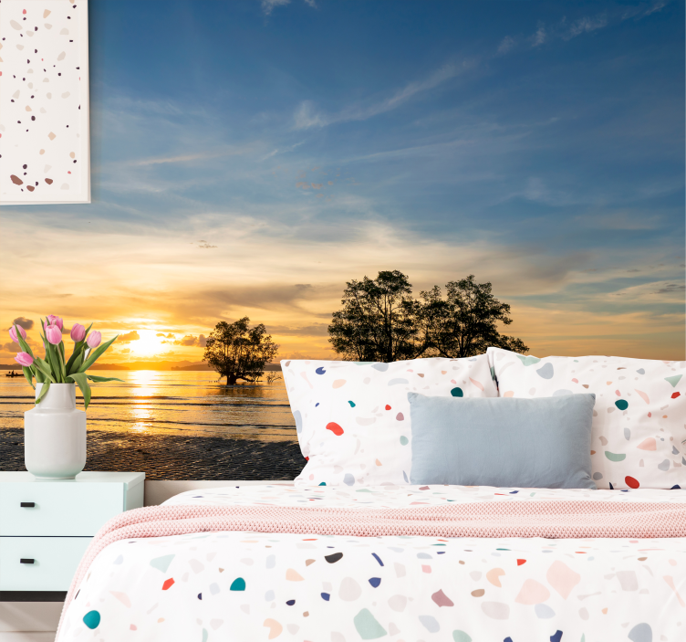 Tapisserie paysage coucher de soleil serein - TenStickers