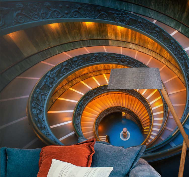 Tapisserie paysage escalier en spirale lumineux - TenStickers