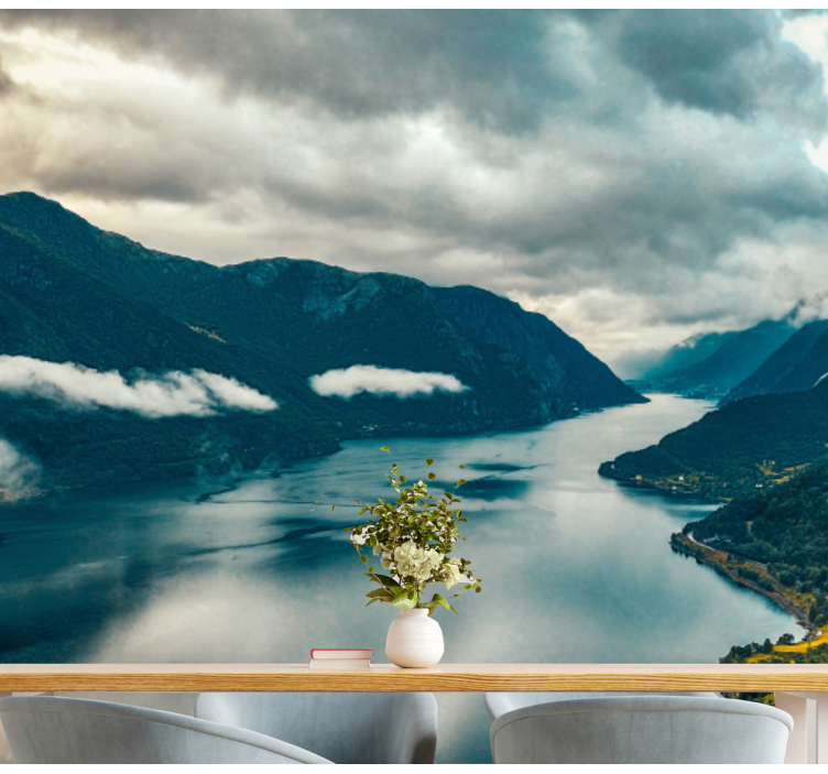 Tapisserie paysage miroir du lac de montagne - TenStickers