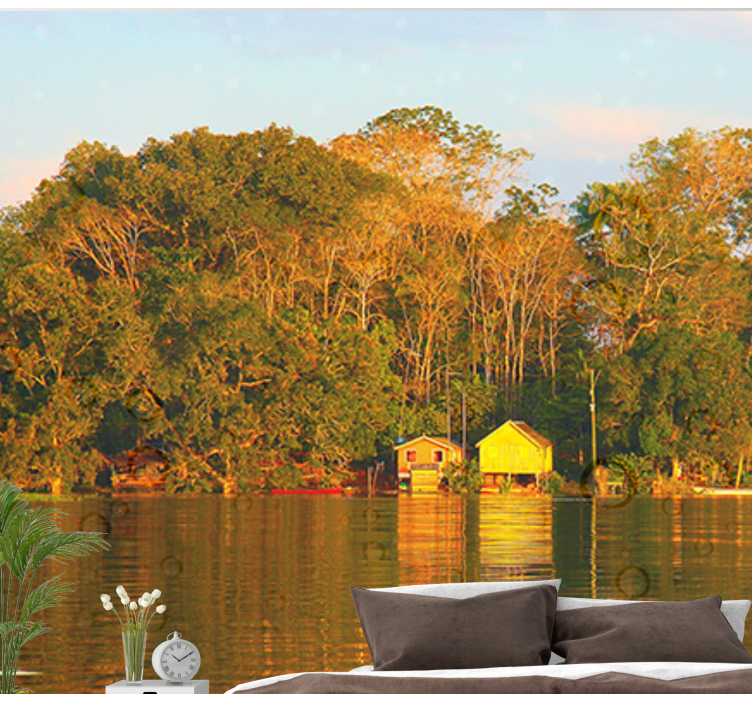 Tapisserie paysage réflexion paisible du décor aquatique - TenStickers