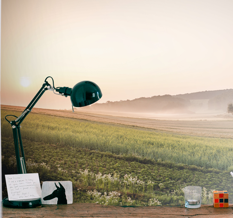 Tapisserie paysage prairies vertes tranquilles - TenStickers