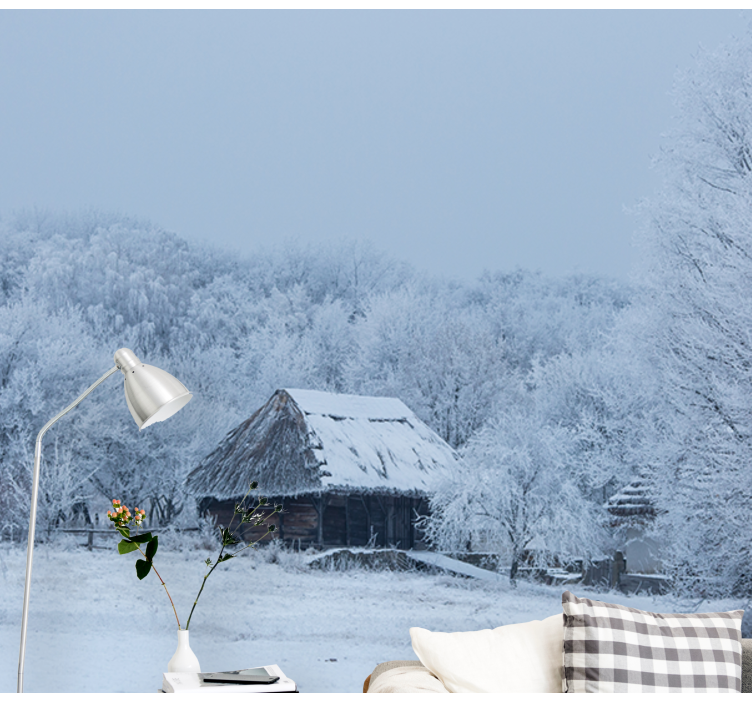 Tapisserie paysage scène hivernale couverte de neige - TenStickers