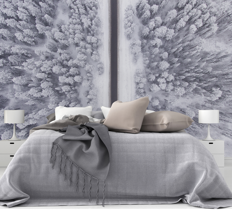 Tapisserie paysage sentier forestier hivernal - TenStickers