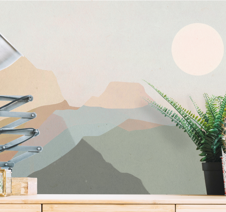 Tapisserie paysage vue crépusculaire en montagne - TenStickers