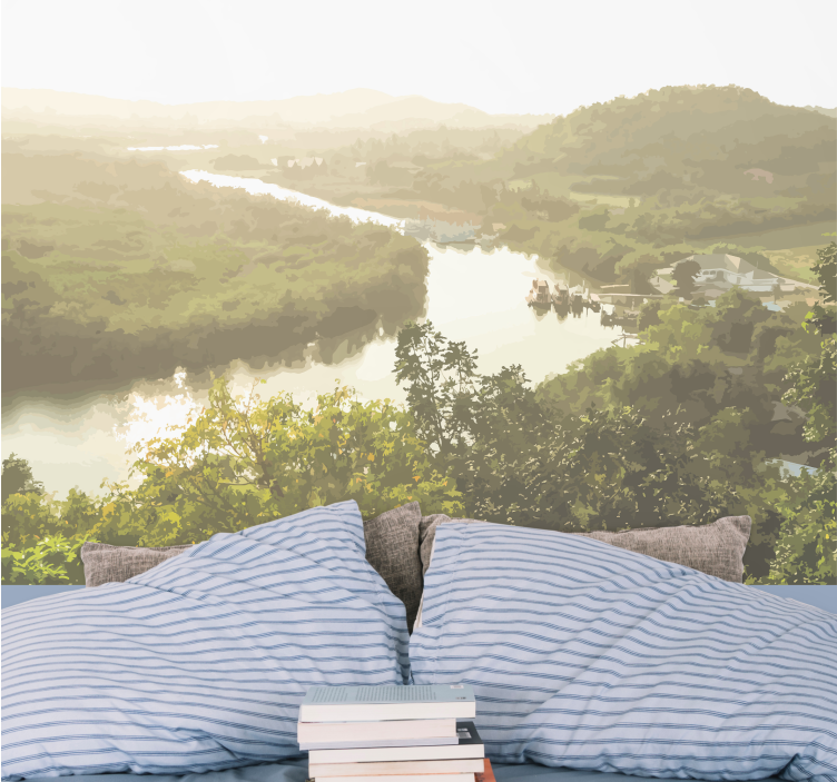 Tapisserie paysage vue paisible sur la rivière - TenStickers