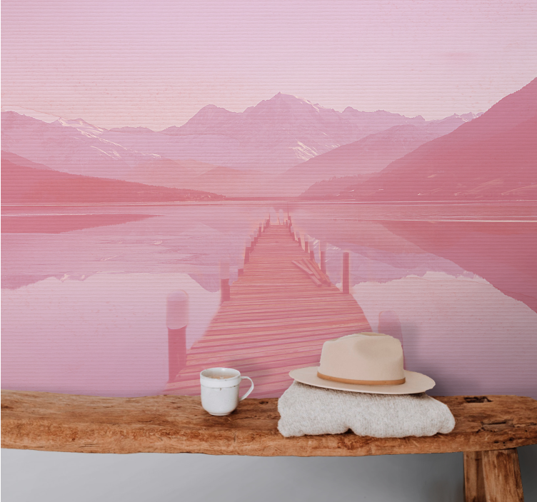 Tapisserie paysage vue sur le lac serein - TenStickers