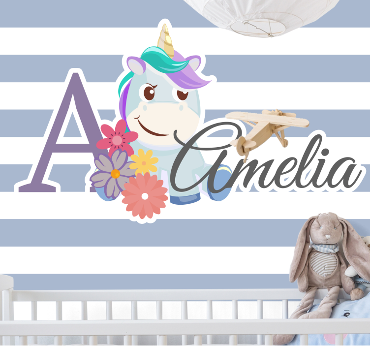 Tapisserie personnalisable thème licorne charmante - TenStickers
