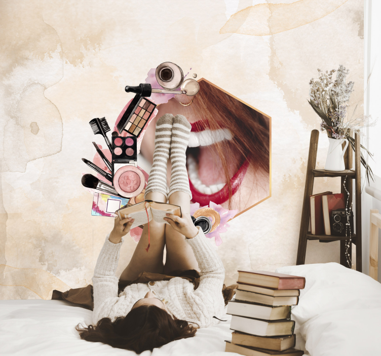 Tapisserie phrase essentiels de beauté à la mode - TenStickers