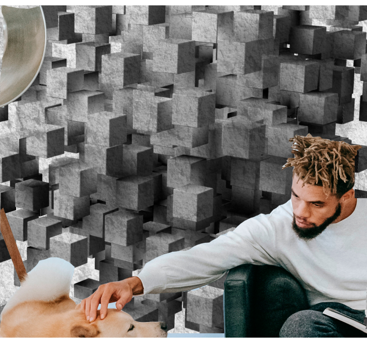 Tapisserie textures et motifs motif surface cubique - TenStickers