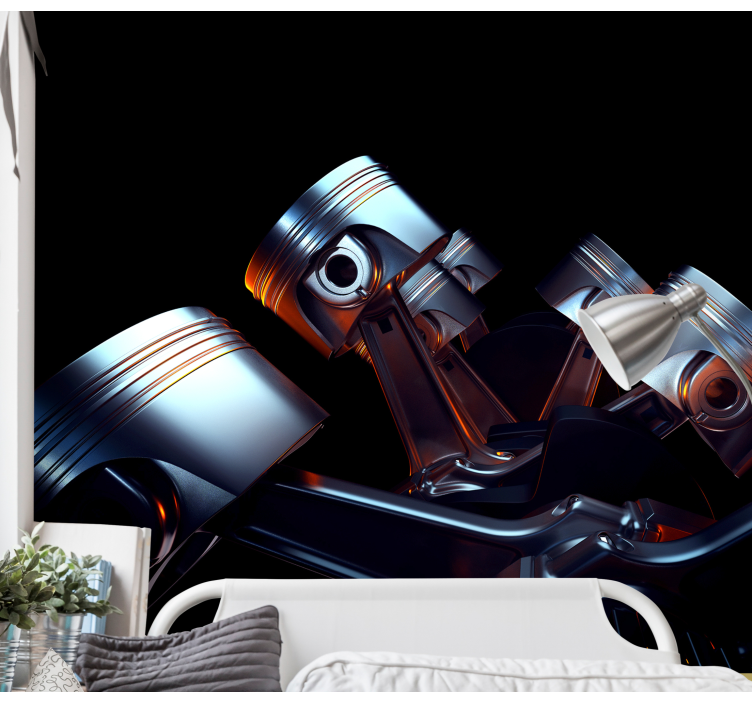 Tapisserie véhicules détail de composants moteur - TenStickers