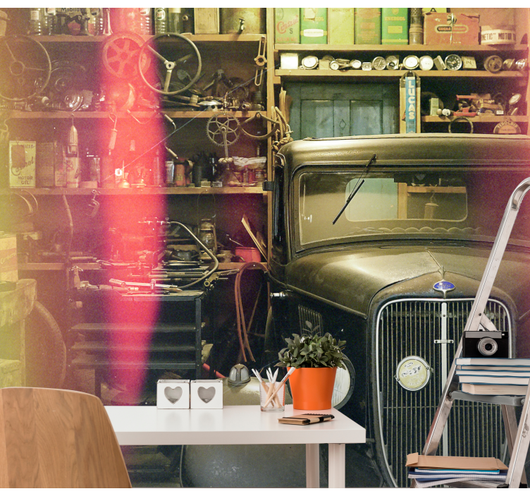 Tapisserie véhicules vitrine automobile vintage - TenStickers