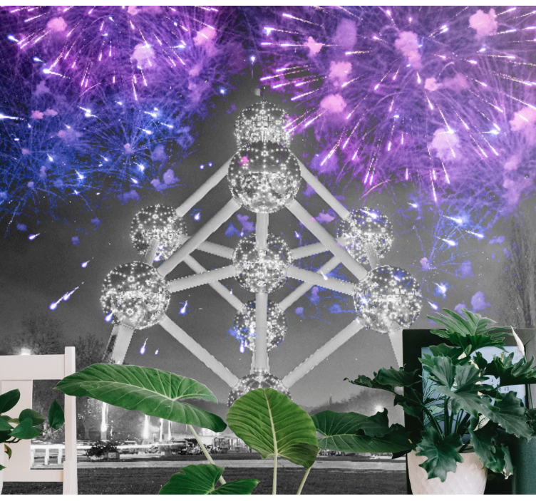 Tapisserie villes et pays feu d'artifice de l'atomium - TenStickers