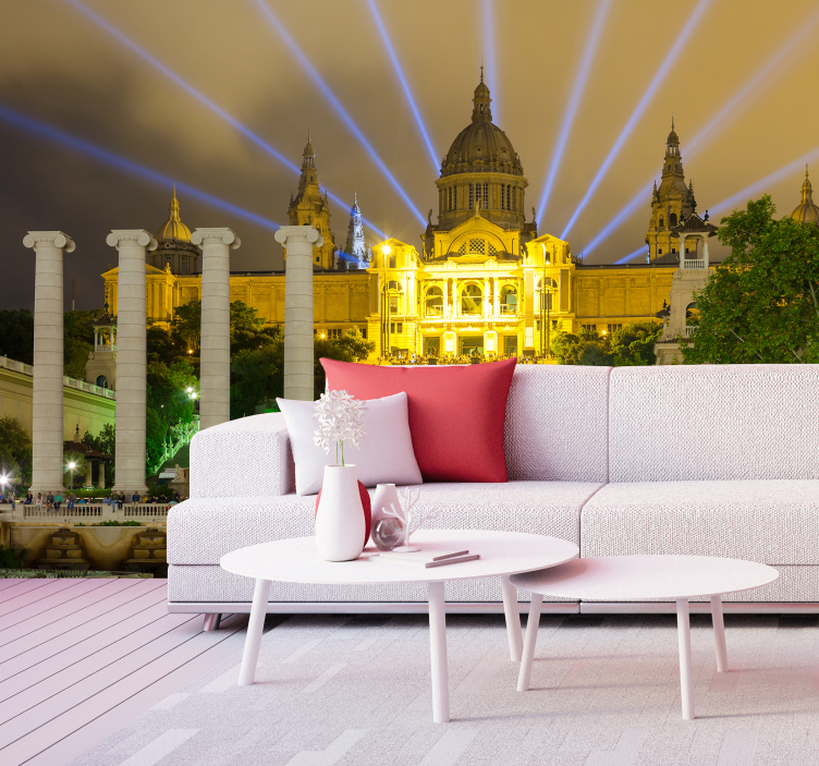 Tapisserie villes et pays lumières nocturnes de barcelone - TenStickers