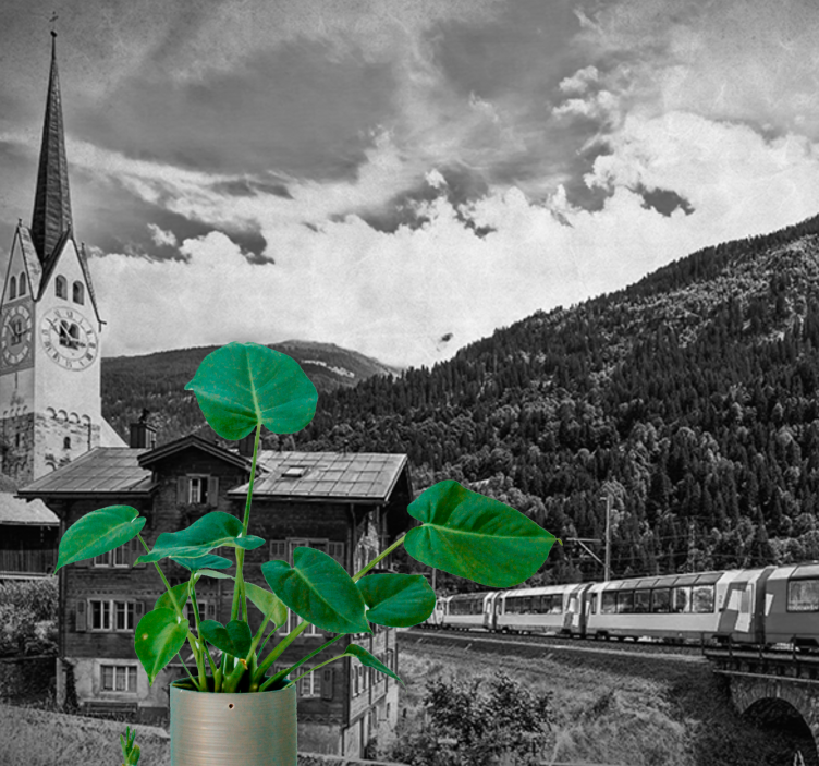 Tapisserie villes et pays paysage suisse historique - TenStickers