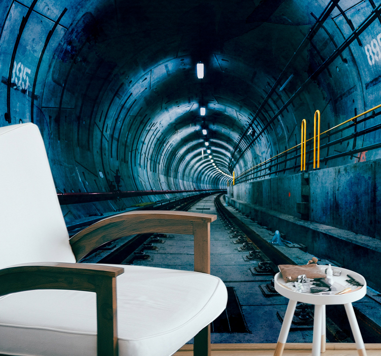 Tapisserie 3d perspective du tunnel souterrain - TenStickers