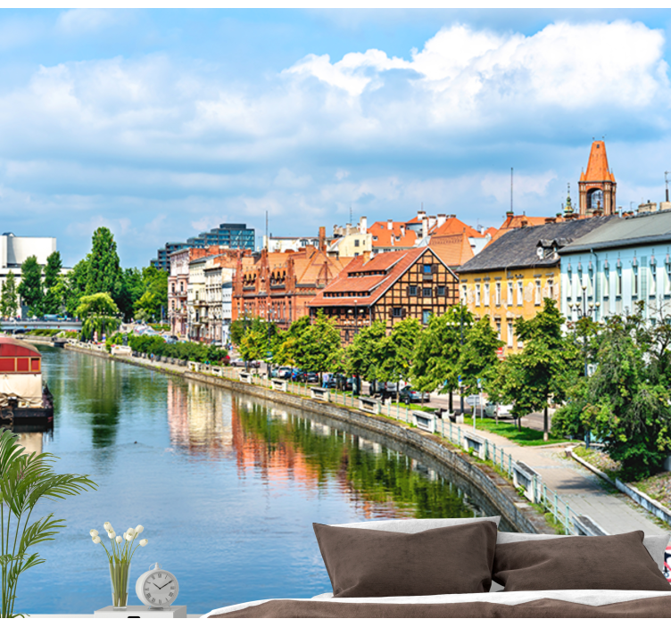 Tapisserie villes et pays reflet du paysage urbain - TenStickers
