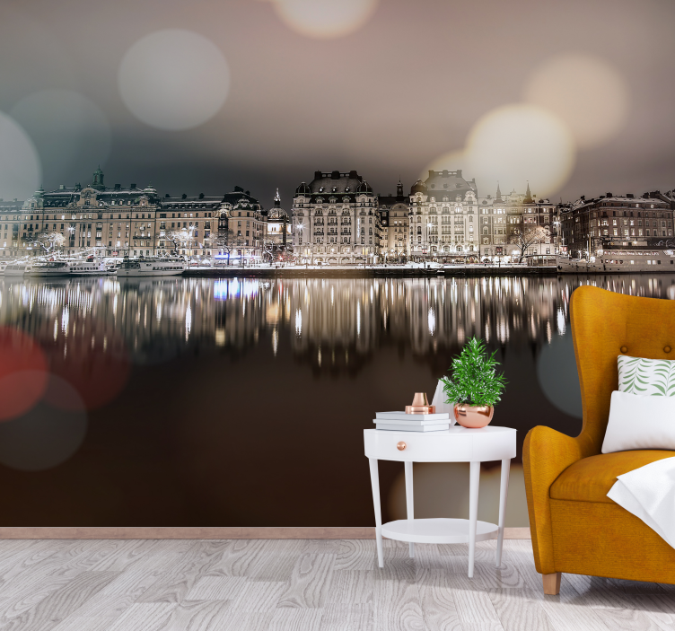 Tapisserie villes et pays reflet pittoresque de la ville - TenStickers