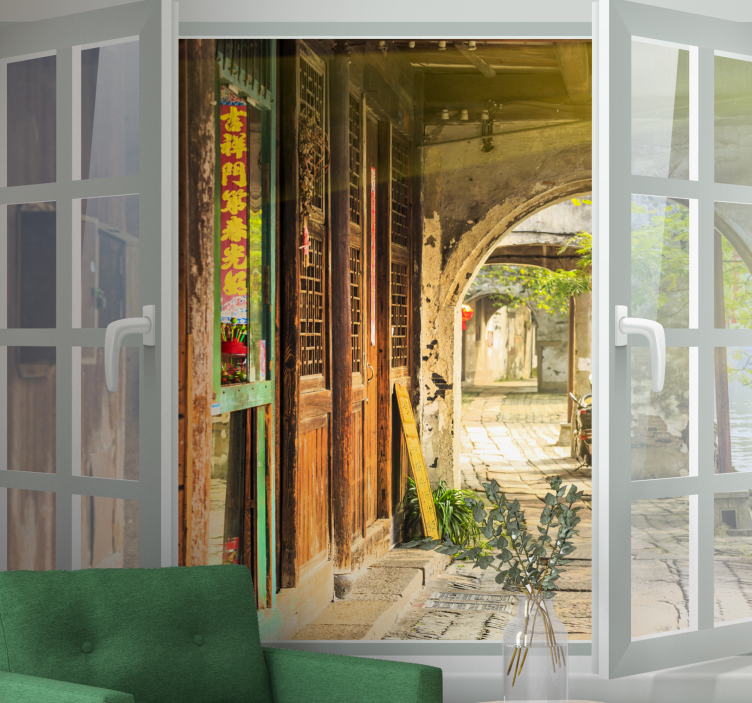 Tapisserie villes et pays scène d'allée charmante - TenStickers