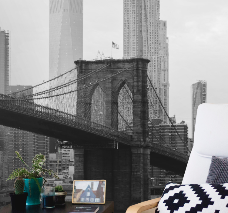 Tapisserie villes et pays silhouette du pont de brooklyn - TenStickers